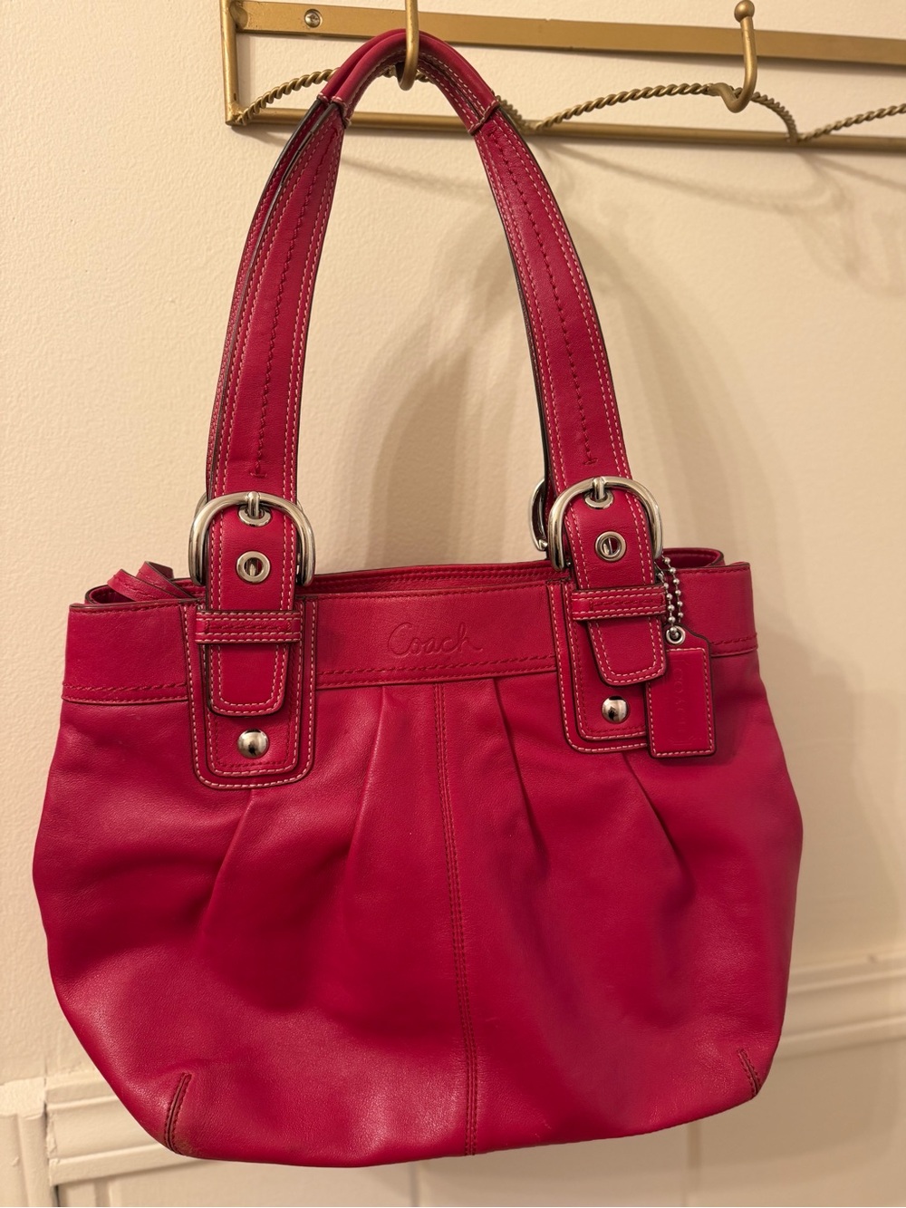 Coach Red Leather Shoulder Bag – Retired 2008 Style F13045